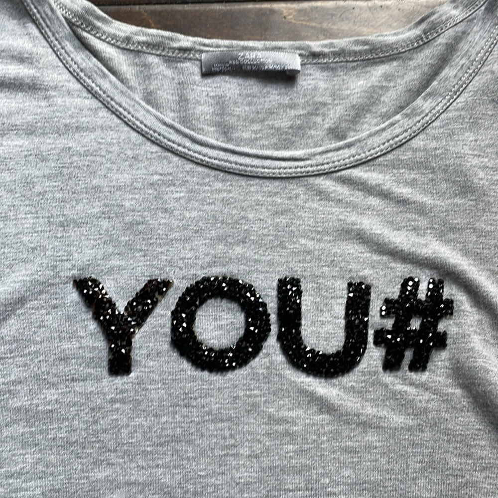 Zara embellished hashtag t-shirt